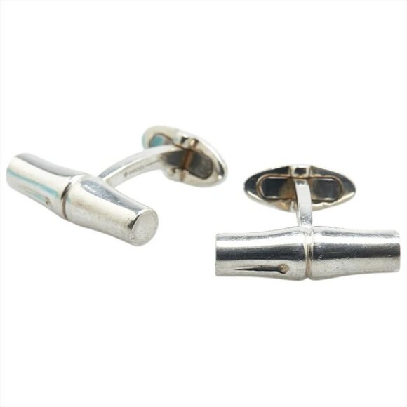 GUCCI Bamboo Cufflinks Cuff Links Silver 925 Auth #3203 - Picture 1 of 6
